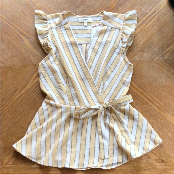 Monteau Tops - Monteau Faux Wrap Blouse
